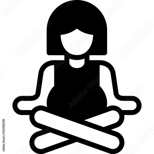 maternity yoga icon illustration design with solid