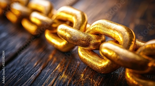Golden chain on dark wood