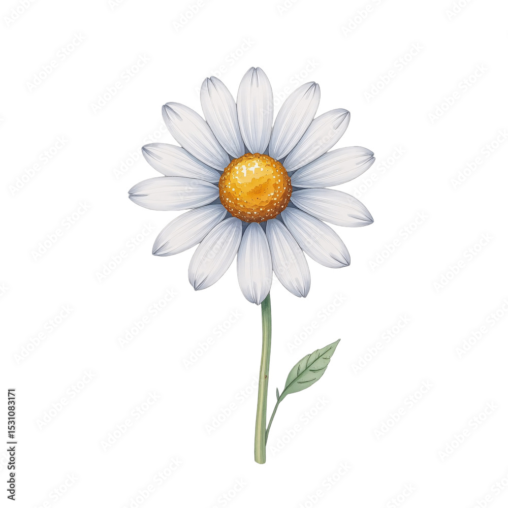 Fototapeta premium Delicate daisy flower natural setting botanical illustration isolated view nature concept for art enthusiasts