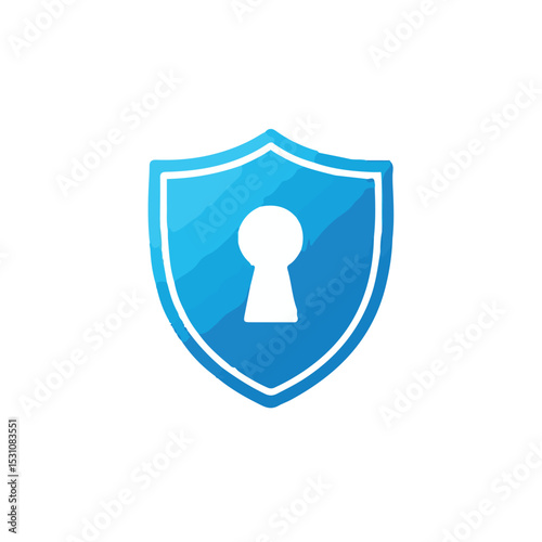 Secure Data Protection Shield Vector Keyhole Icon for Privacy and Security