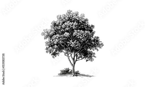 Mountain Ash Tree vector illustration, natural plant clipart, autumn flora, woodland botanical drawing, forest branch artwork, herbal tree sketch, cutout, wild nature graphics.