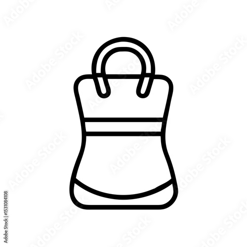 Vector outline illustration of a simple shopping bag, minimalistic design