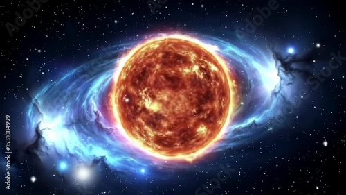 Fiery star in nebula