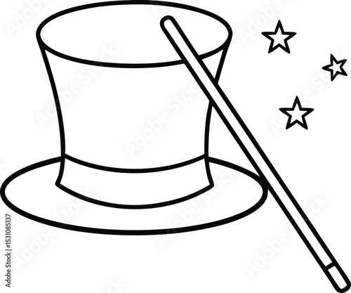 Magic hat outline vector icon