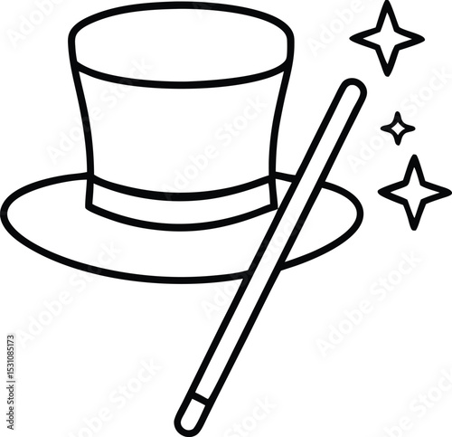 Magic hat outline vector icon