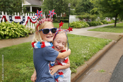 Happy Little Kids Celebrating 4th of July in America