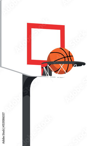 Basketball hoop with orange basketball scoring vector illustration design 