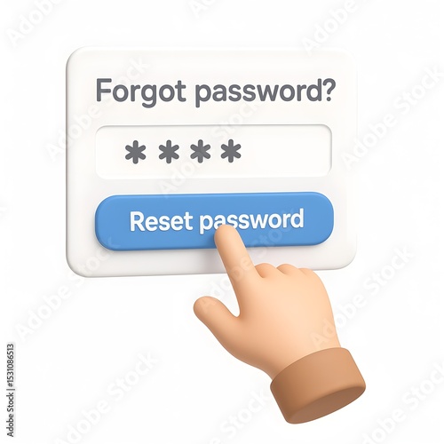 3D Illustration of Reset Password Button Interaction