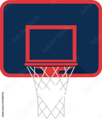 Basketball hoop backboard vector illustration in red and navy blue colors for sports design 