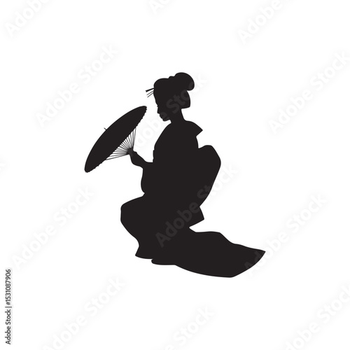 Japanese geisha woman in traditional costum