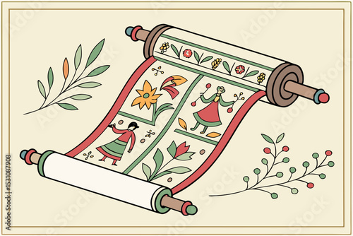 Vector Illustration of Nakshi Katha.