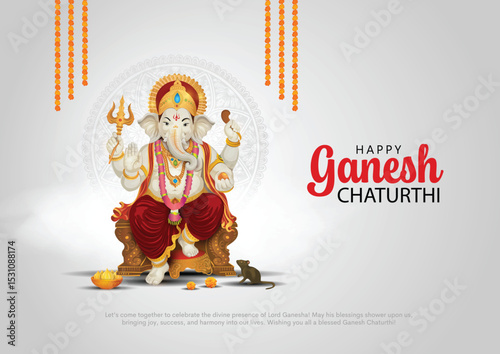 Creative illustration of Lord Ganpati background for Happy Ganesh Chaturthi. festival celebration of India.
