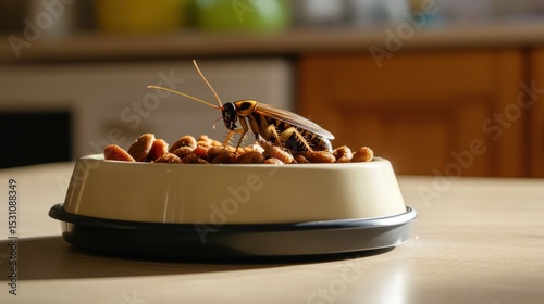 Cockroach in a Pet Food Bowl: An Unwanted Guest