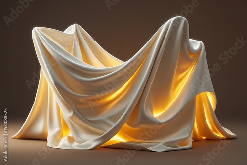 Illuminated draped fabric abstract background