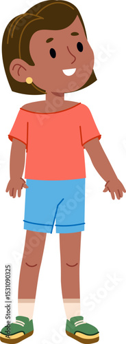 Smiling Child Girl in Casual Outfit