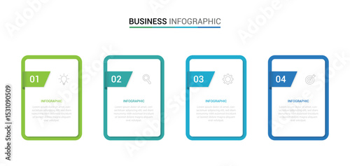 Business infographic template with 4 options, steps, process chart. Can be used for workflow layout, diagram, annual report, web design