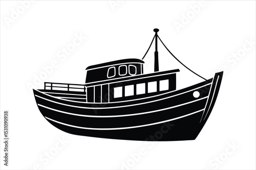 Nautical Boat Silhouette Illustration in Clean Vector Art