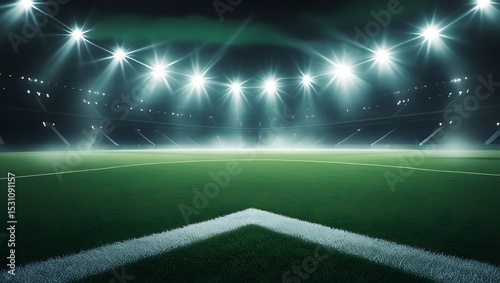 Empty night stadium green field soccer football