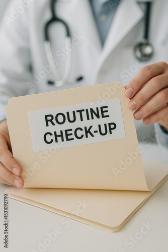Regular medical check-up folder being held by a healthcare professional in a clinical setting