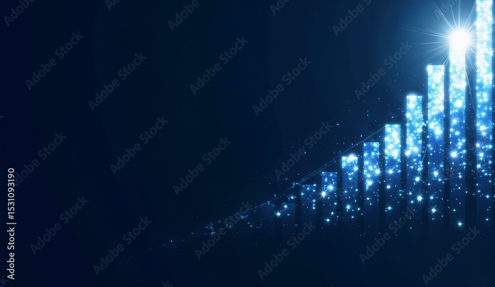 Obraz premium Ascending Bar Graph with Sparkling Effects on Dark Background