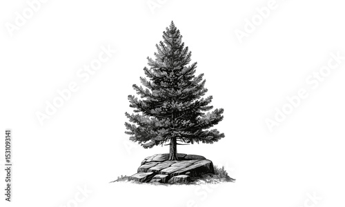 Pinaster Pine Tree Illustrations, forest nature art, botanical vector illustration, evergreen tree design, natural landscape elements, vector illustration.