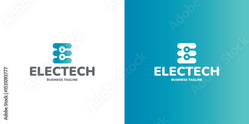 modern technology e letter logo vector