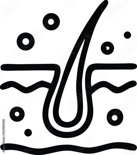 Flat Icon of Human Hair Follicle and Skin Structure