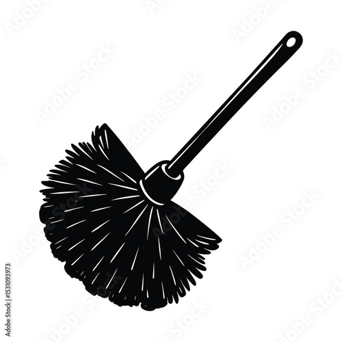 White isolated cleaning tool broom and dustpan with a metal handle