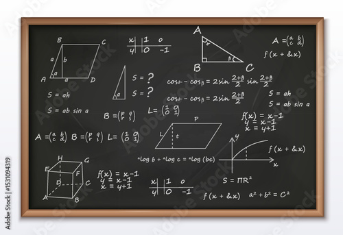 Mathematics Blackboard Vision Board Realistic composition
