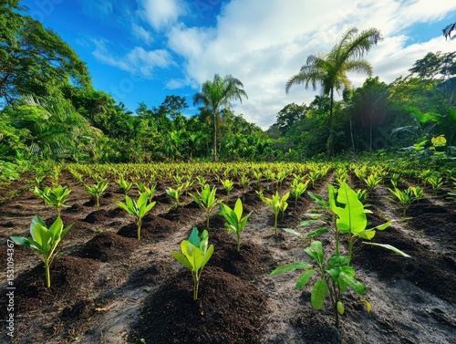 A clean and high resolution image showing forest conservation and tree planting initiatives with eco friendly context.