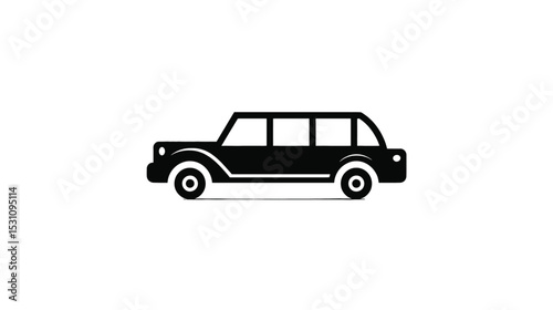 Limousine Icon: Elegant Black Car Vector Graphic
