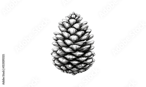 Vintage Pine Cone Engraving, Rustic Nature Design, Forest Botanical Art, Hand Drawn Texture, Vector Illustration, Organic Element, Woodsy Style, Seasonal Decoration, Autumn Theme.