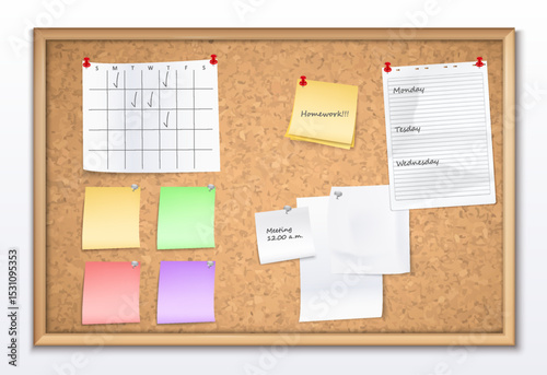 Vision Board Realistic composition with paper notes