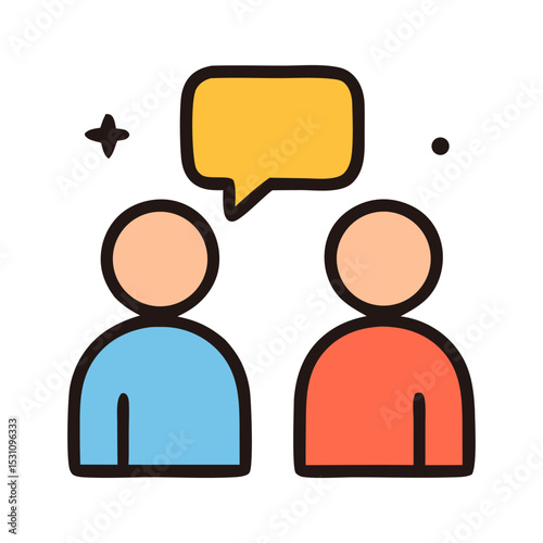 Two people having a conversation with a speech bubble, great for presentations, communication concepts, social media, and business discussions visuals.