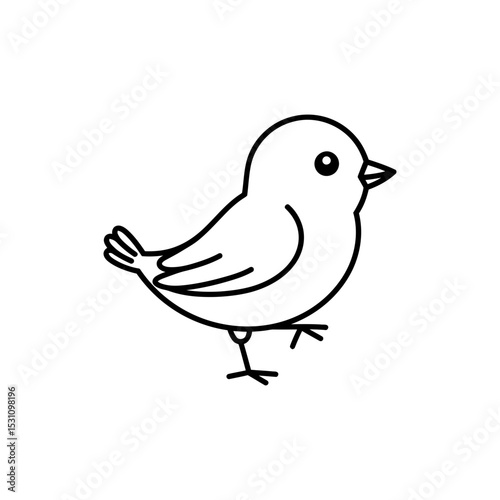 Lined Icon of Baby Bird Balancing on Tiptoes