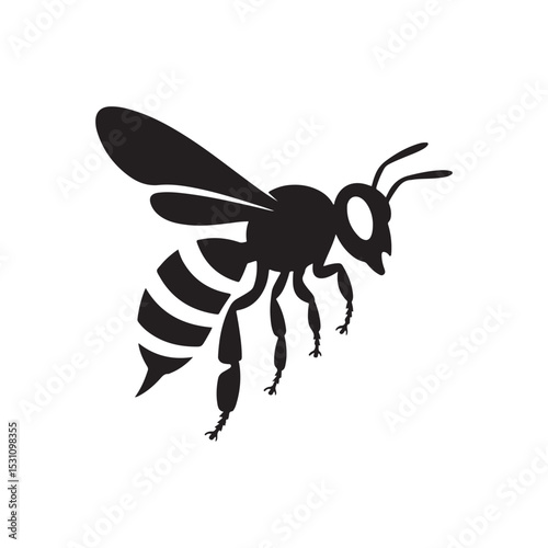 Bee flying black color vactor