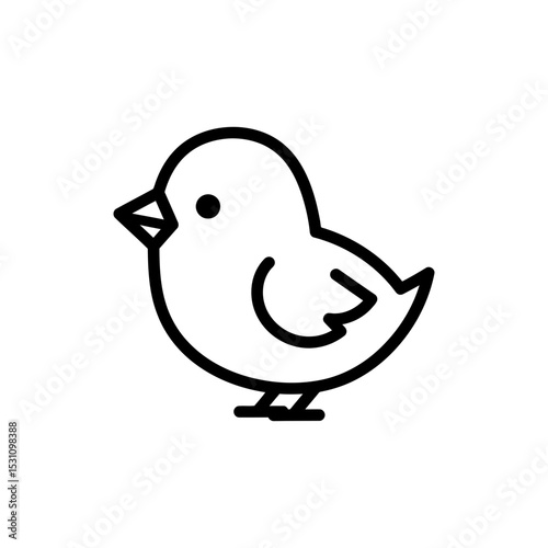 Lined Icon of Compact Chick with Upturned Beak