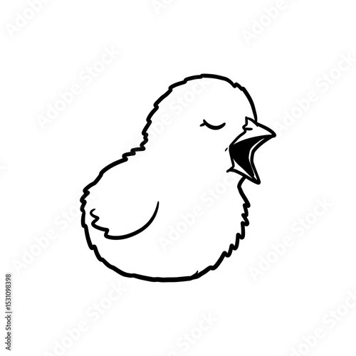 Lined Icon of Chick Yawning with Big Beak