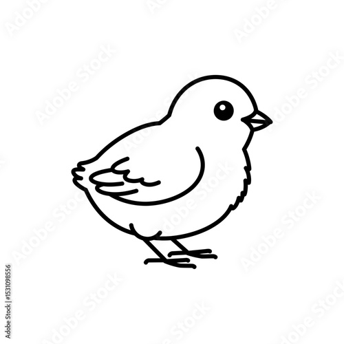 Lined Icon of Chick Facing Right with Feet Barely Visible