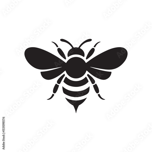 Bee flying black color vactor