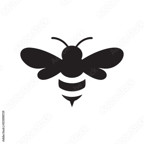 Bee flying logo black color vactor