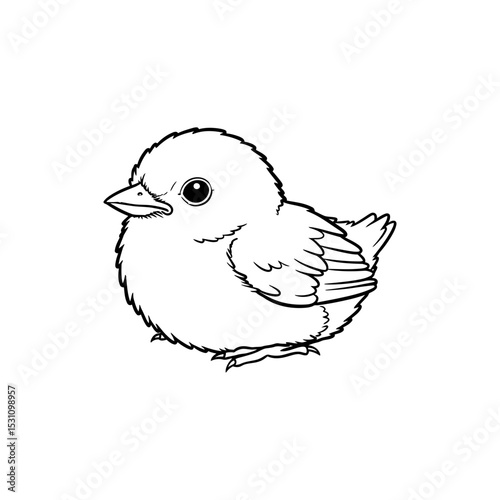 Lined Icon of Chick with Minimal Eye and Beak Detail