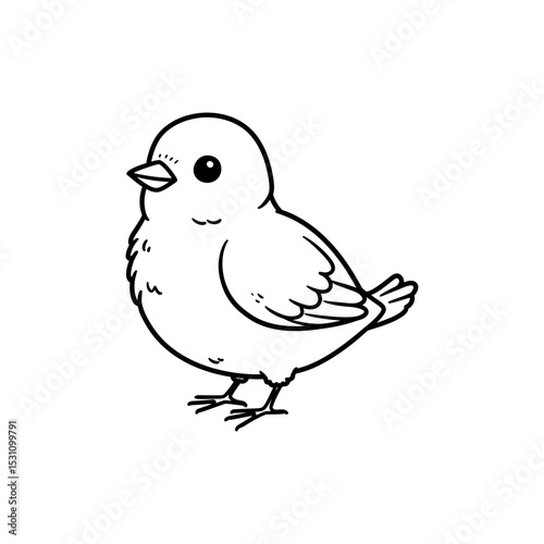 Lined Icon of Baby Bird Standing Proud with Chest Out