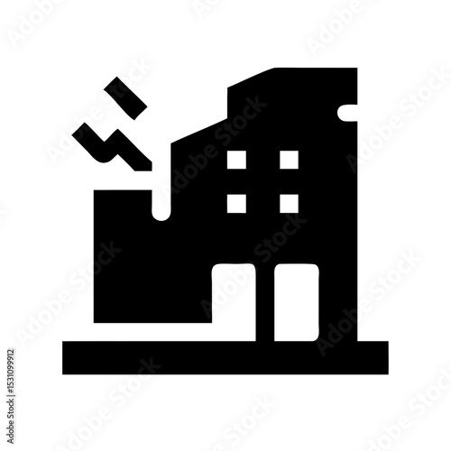 Icon of a damaged building to signify destruction or disrepair