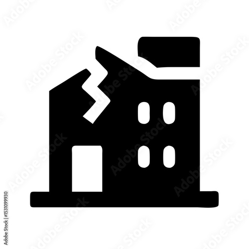 Icon of a damaged building to signify destruction or disrepair