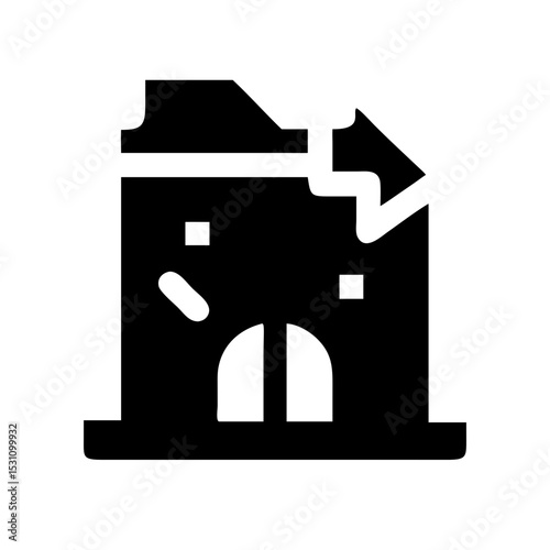 Icon of a damaged building to signify destruction or disrepair