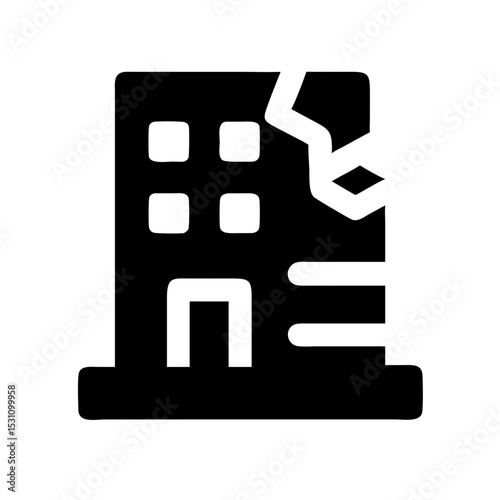 Icon of a damaged building to signify destruction or disrepair