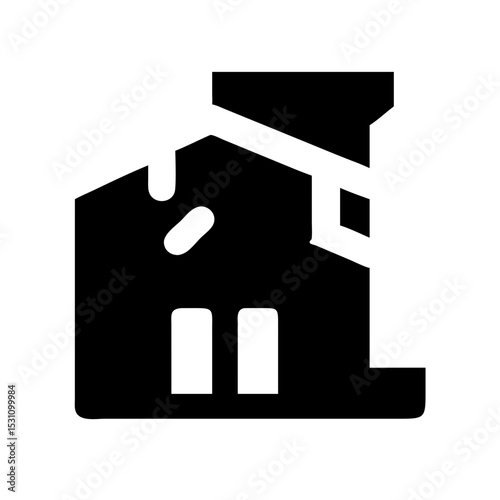 Icon of a damaged building to signify destruction or disrepair
