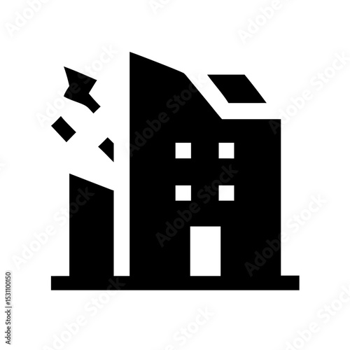 Icon of a damaged building to signify destruction or disrepair