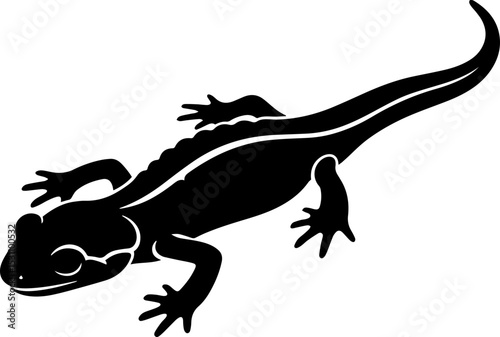 Silhouette of a Newt:  Simple Black and White Amphibian Illustration